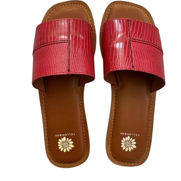 Yellow Box Red Slide Sandals - Picture 1 of 4